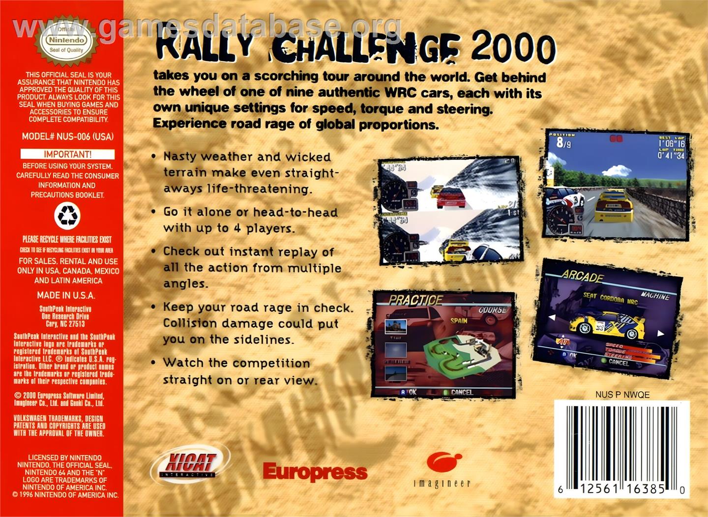 Rally Challenge 2000 - Nintendo N64 - Artwork - Box Back