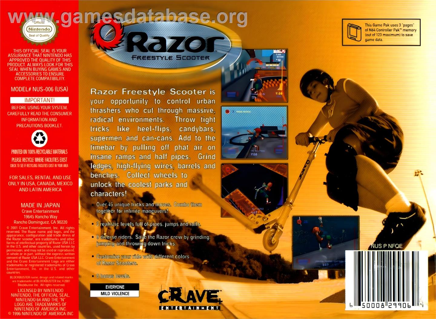 Razor Freestyle Scooter - Nintendo N64 - Artwork - Box Back