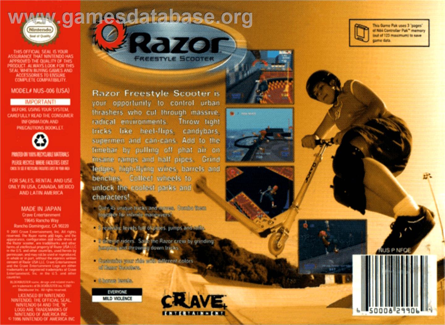Razor Freestyle Scooter - Nintendo N64 - Artwork - Box Back
