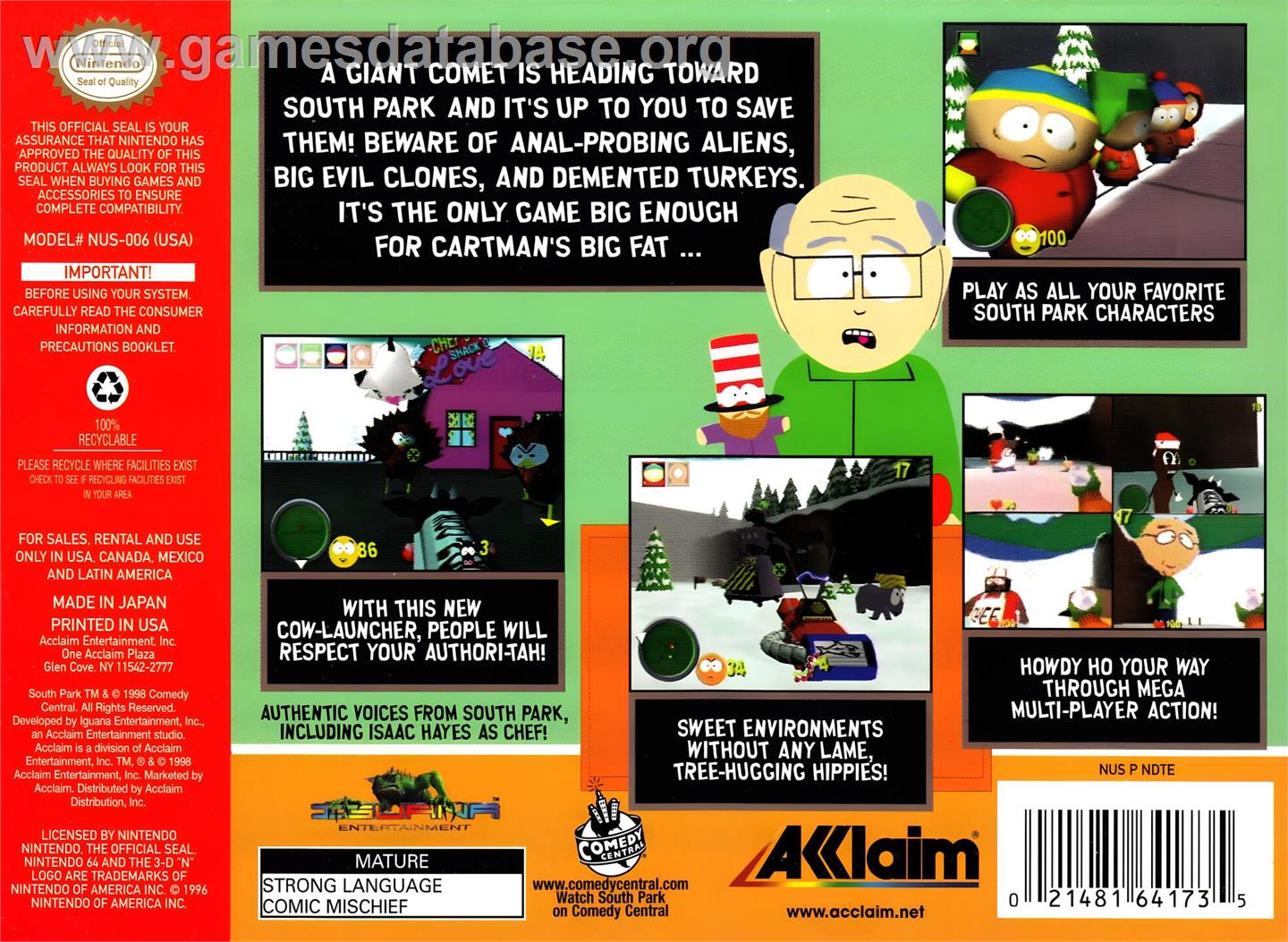 South Park - Nintendo N64 - Artwork - Box Back