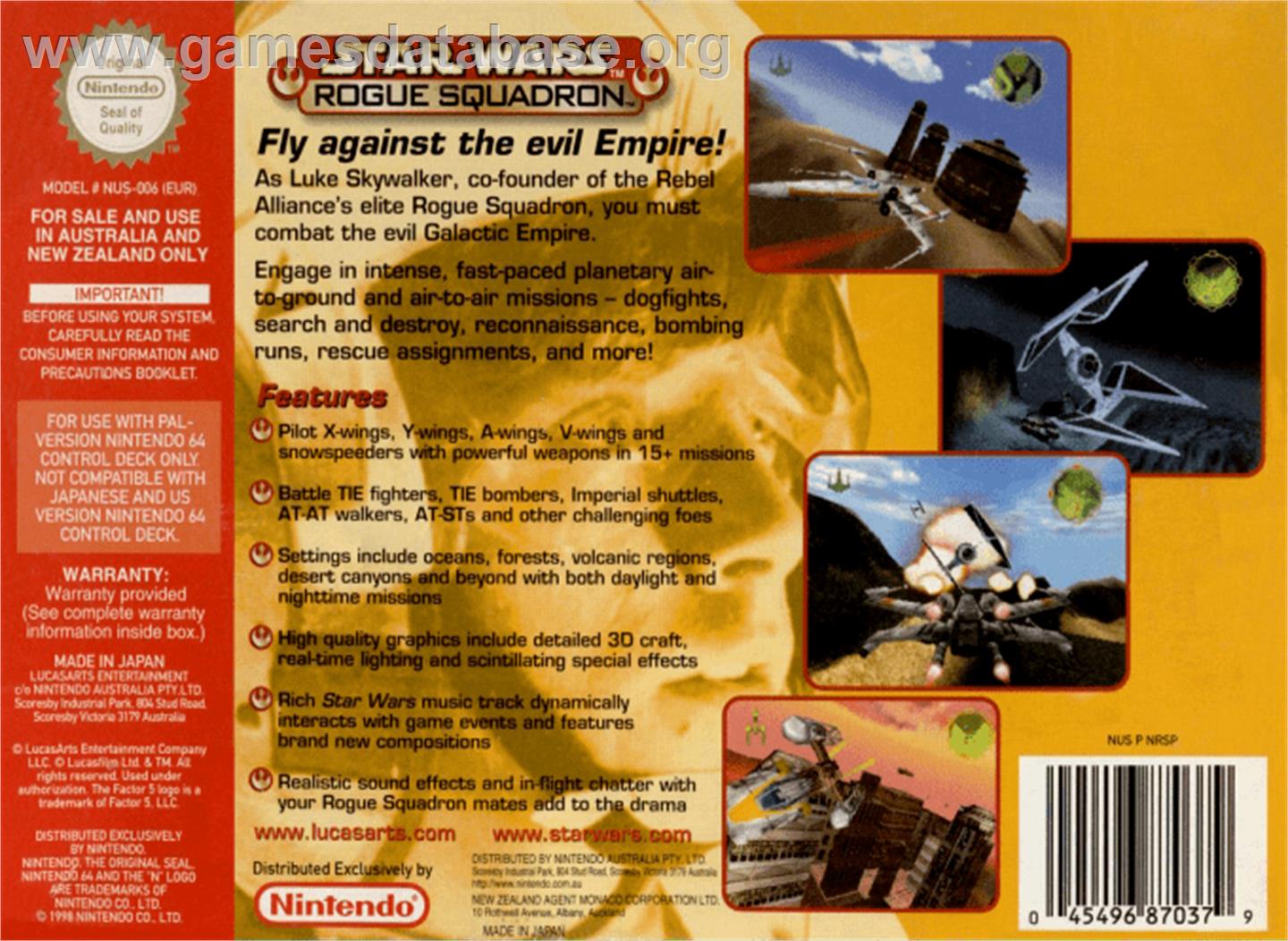 Star Wars: Rogue Squadron - Nintendo N64 - Artwork - Box Back