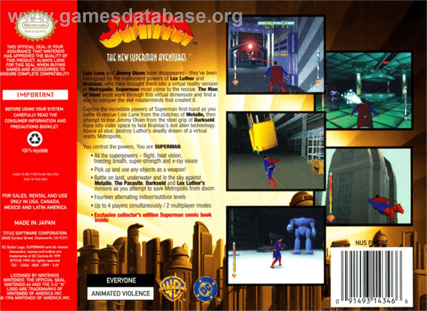 Superman - Nintendo N64 - Artwork - Box Back