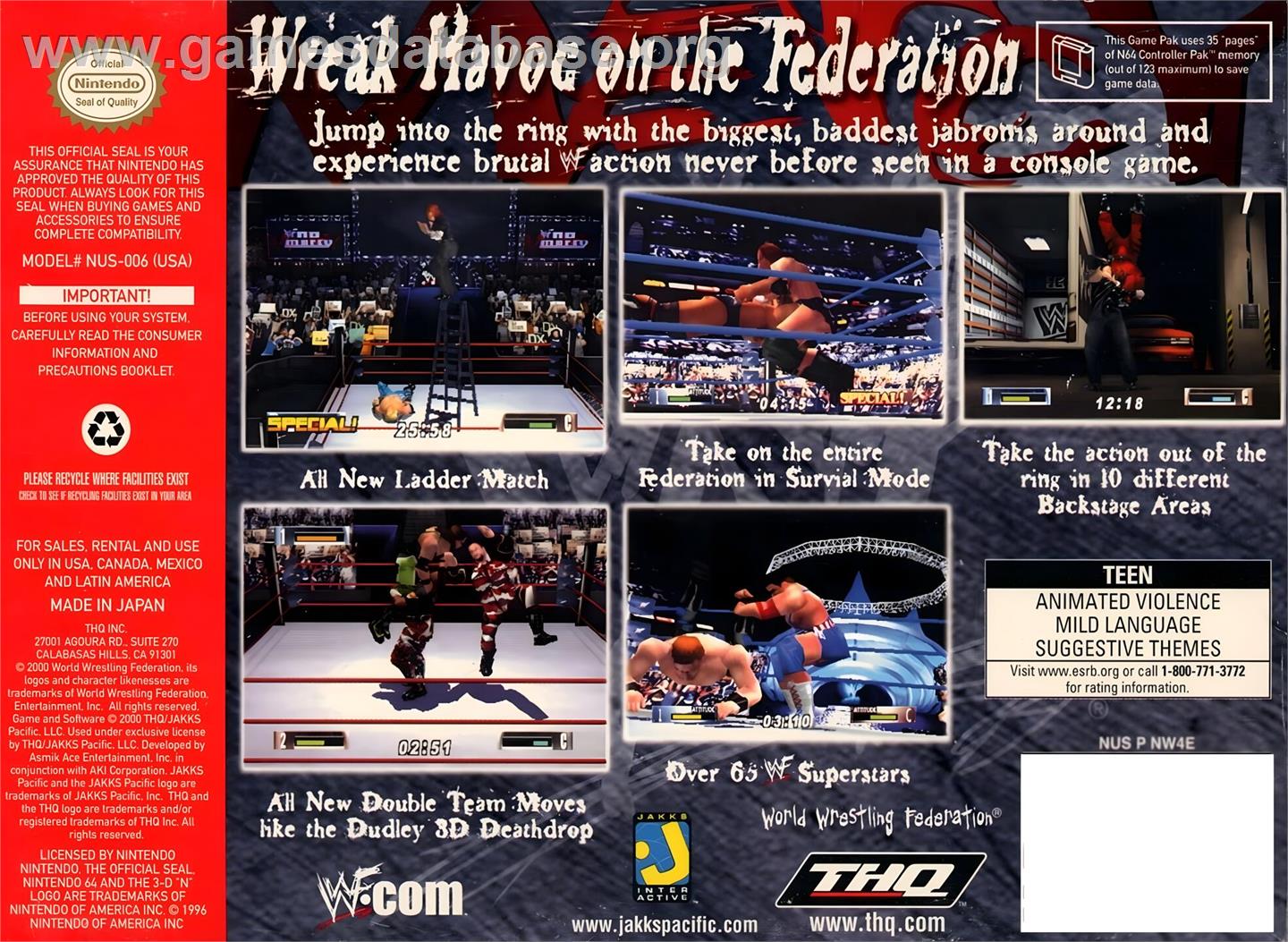 WWF No Mercy - Nintendo N64 - Artwork - Box Back