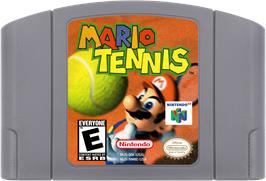 Cartridge artwork for Mario Tennis on the Nintendo N64.