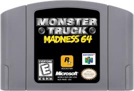 Cartridge artwork for Monster Truck Madness 64 on the Nintendo N64.