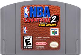 Cartridge artwork for NBA Courtside 2 featuring Kobe Bryant on the Nintendo N64.