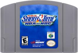 Cartridge artwork for NBA Showtime: NBA on NBC on the Nintendo N64.