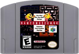 Cartridge artwork for Namco Museum 64 on the Nintendo N64.