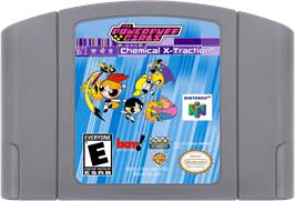 Cartridge artwork for Powerpuff Girls: Chemical X-Traction on the Nintendo N64.