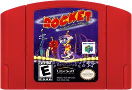 Cartridge artwork for Rocket: Robot on Wheels on the Nintendo N64.