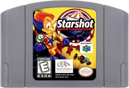 Cartridge artwork for Starshot: Space Circus Fever on the Nintendo N64.