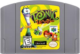 Cartridge artwork for Tonic Trouble on the Nintendo N64.
