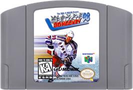 Cartridge artwork for Wayne Gretzky's 3D Hockey '98 on the Nintendo N64.