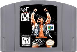 Cartridge artwork for Wwf War Zone on the Nintendo N64.
