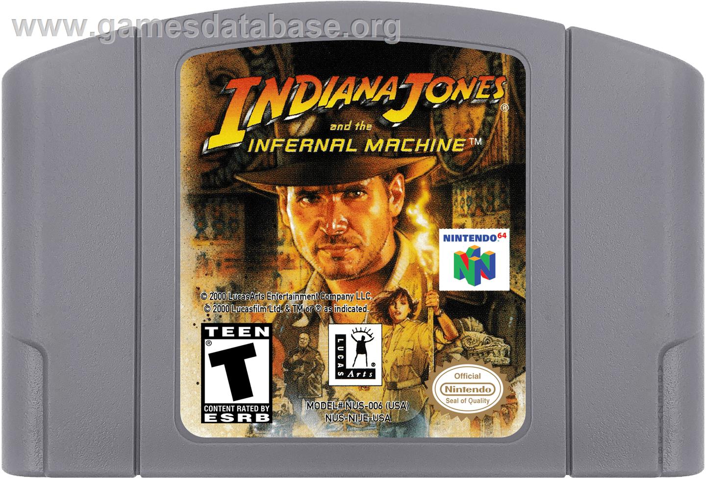 Indiana Jones And The Infernal Machine - Nintendo N64 - Artwork - Cartridge