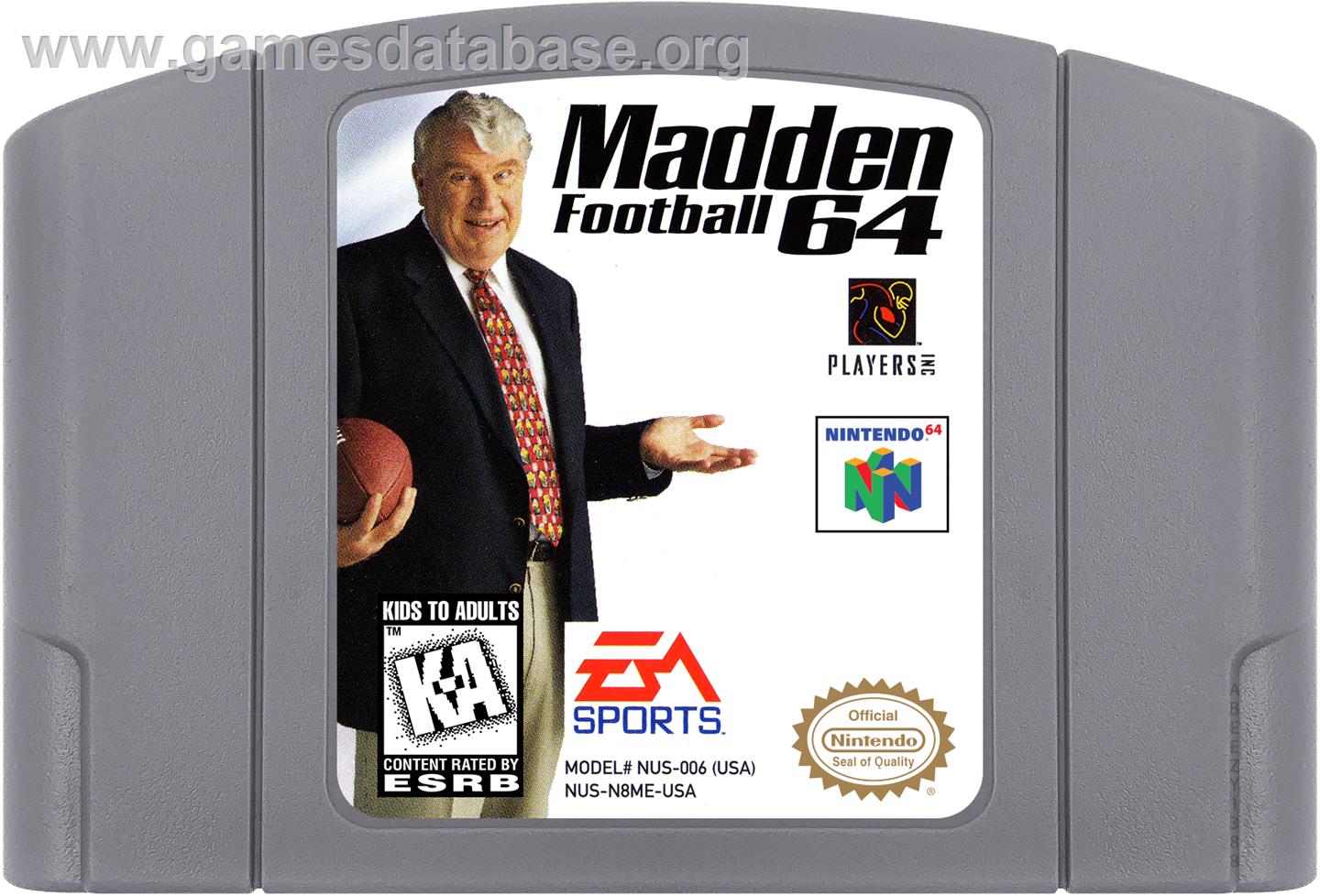 Madden Football 64 - Nintendo N64 - Artwork - Cartridge