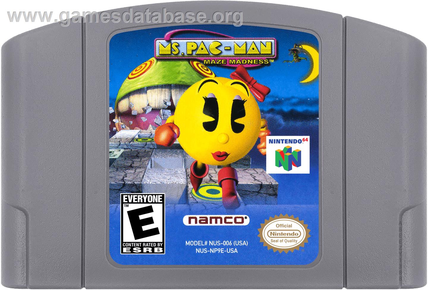 Ms. Pac-Man Maze Madness - Nintendo N64 - Artwork - Cartridge