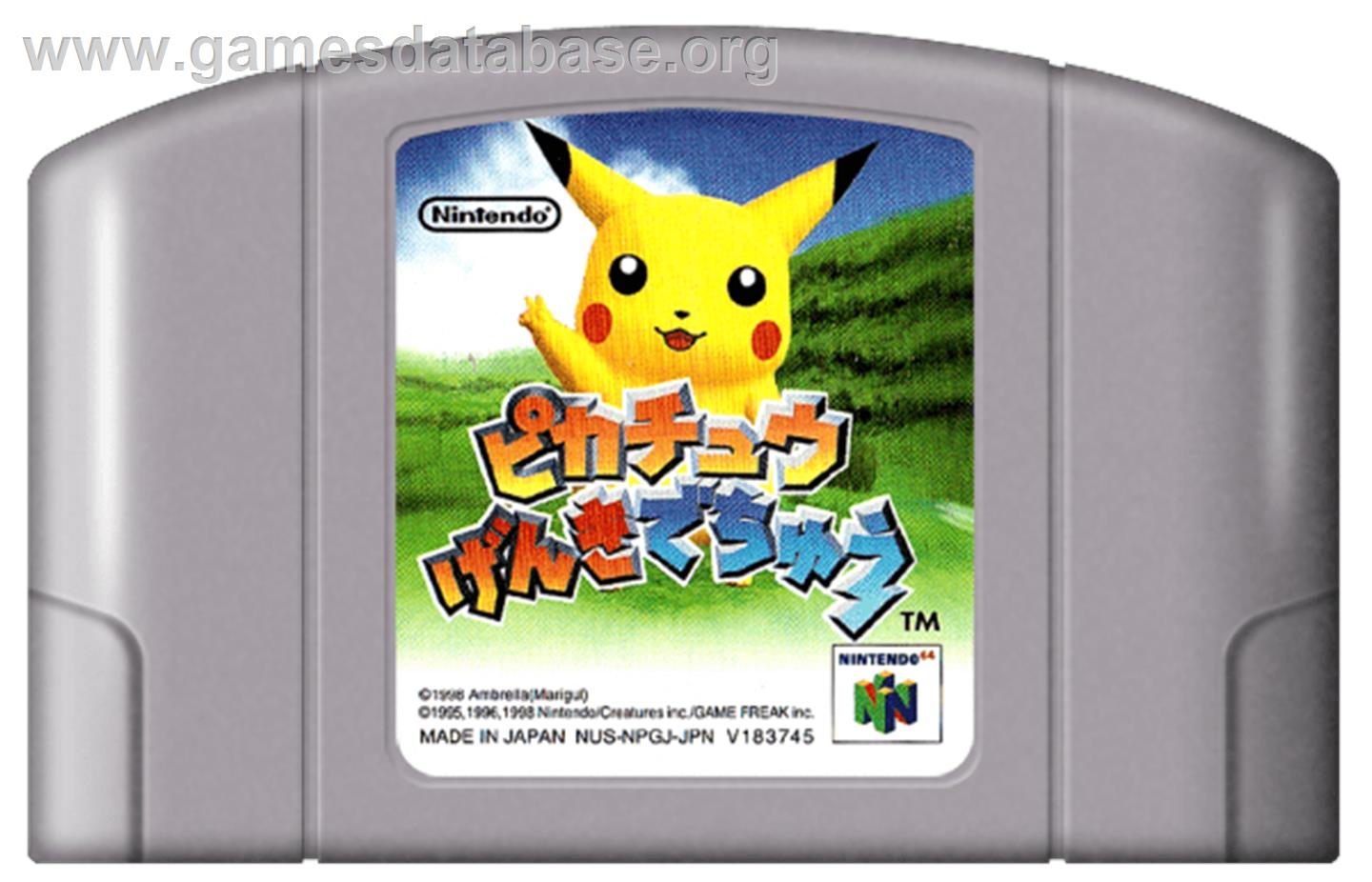 Pikachu Genki Dechuu - Nintendo N64 - Artwork - Cartridge