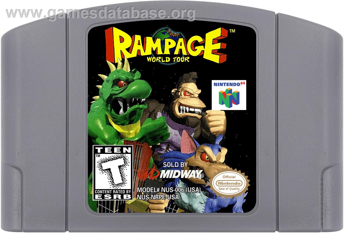 Rampage - World Tour - Nintendo N64 - Artwork - Cartridge