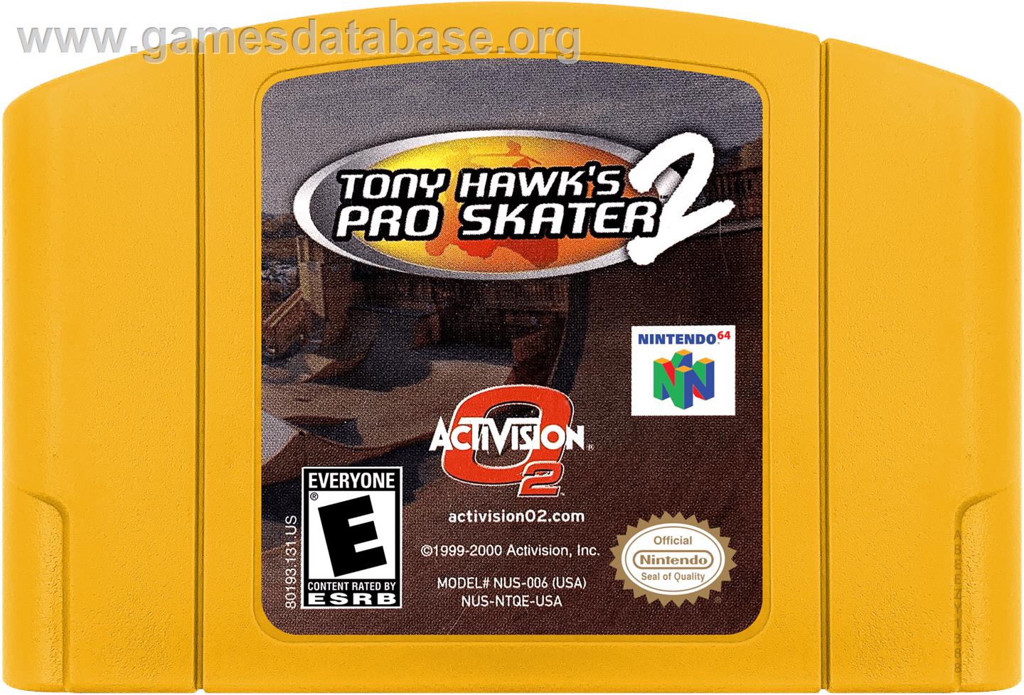 Tony Hawk's Pro Skater 2 - Nintendo N64 - Artwork - Cartridge