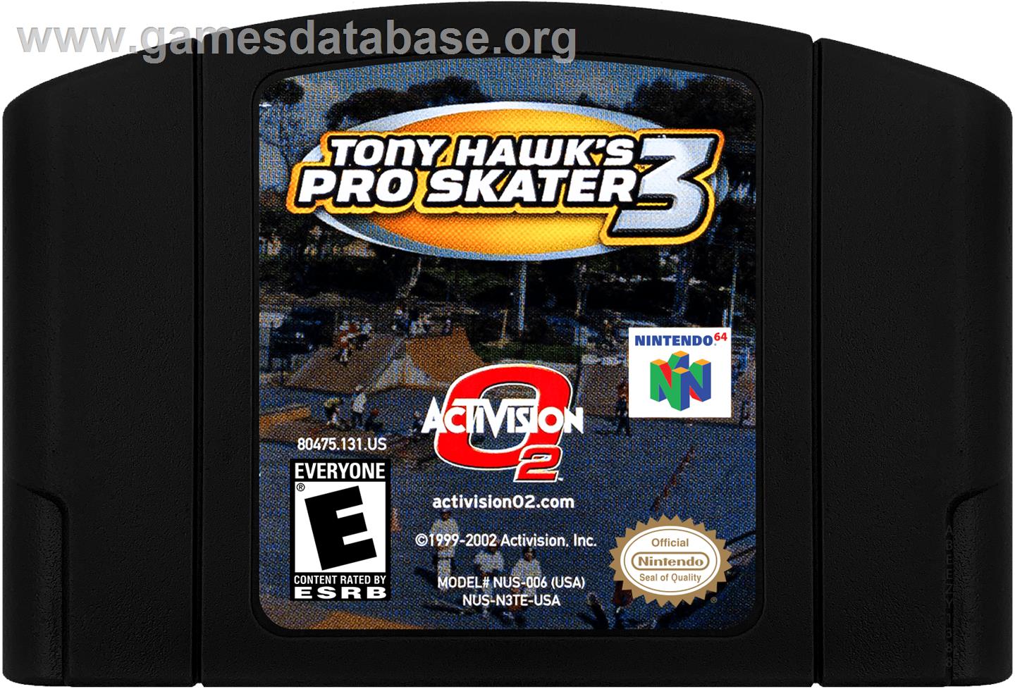 Tony Hawk's Pro Skater 3 - Nintendo N64 - Artwork - Cartridge