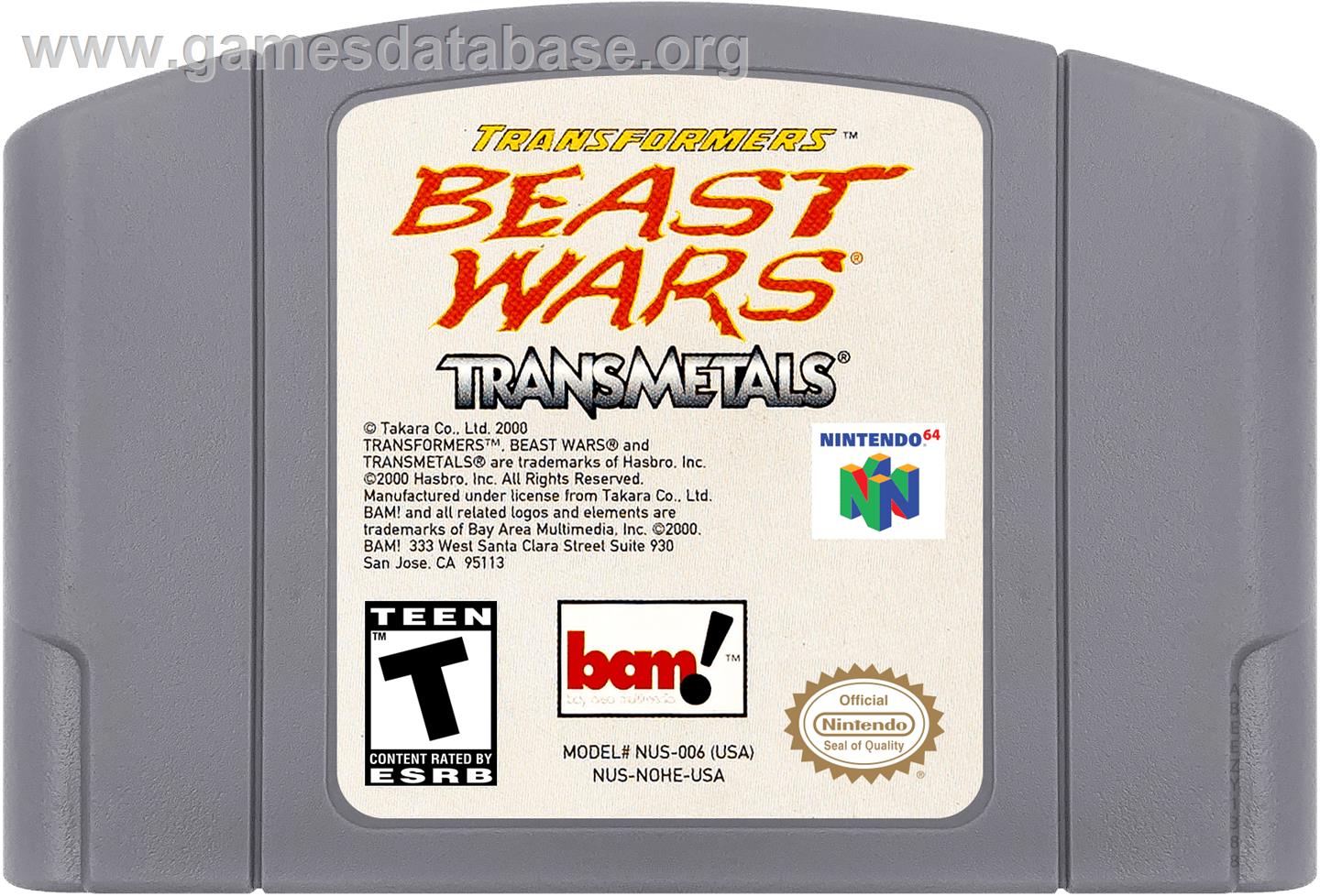 Transformers: Beast Wars Transmetals - Nintendo N64 - Artwork - Cartridge