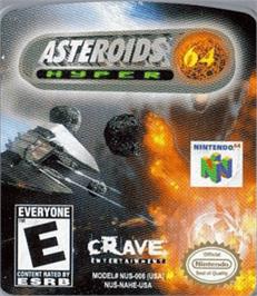 Top of cartridge artwork for Asteroids Hyper 64 on the Nintendo N64.
