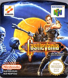 Top of cartridge artwork for Castlevania: Legacy of Darkness on the Nintendo N64.