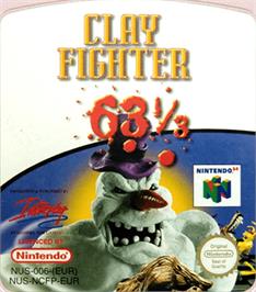 Top of cartridge artwork for Clay Fighter 63 1/3 on the Nintendo N64.