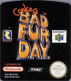 Top of cartridge artwork for Conker's Bad Fur Day on the Nintendo N64.