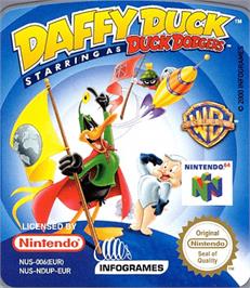 Top of cartridge artwork for Daffy Duck Starring as Duck Dodgers on the Nintendo N64.