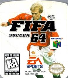 Top of cartridge artwork for Fifa Soccer 64 on the Nintendo N64.