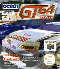 Top of cartridge artwork for GT 64: Championship Edition on the Nintendo N64.
