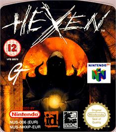Top of cartridge artwork for Hexen on the Nintendo N64.