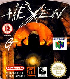 Top of cartridge artwork for Hexen on the Nintendo N64.