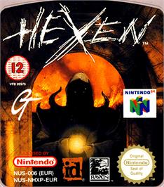 Top of cartridge artwork for Hexen on the Nintendo N64.