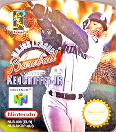 Top of cartridge artwork for Major League Baseball Featuring Ken Griffey Jr on the Nintendo N64.