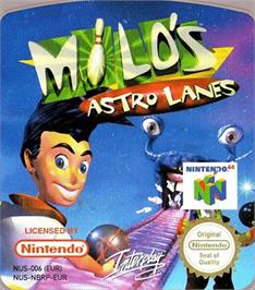 Top of cartridge artwork for Milo's Astro Lanes on the Nintendo N64.