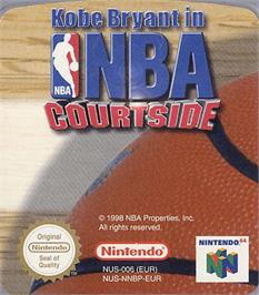 Top of cartridge artwork for NBA Courtside 2 featuring Kobe Bryant on the Nintendo N64.