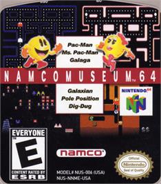 Top of cartridge artwork for Namco Museum 64 on the Nintendo N64.