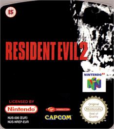 Top of cartridge artwork for Resident Evil 2 on the Nintendo N64.