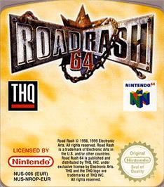Top of cartridge artwork for Road Rash 64 on the Nintendo N64.