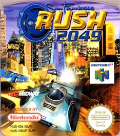 Top of cartridge artwork for San Francisco Rush 2049 on the Nintendo N64.