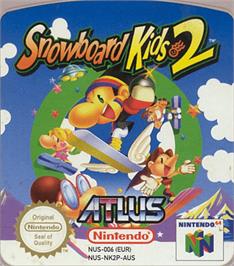 Top of cartridge artwork for Snowboard Kids 2 on the Nintendo N64.