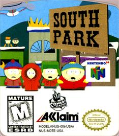 Top of cartridge artwork for South Park on the Nintendo N64.