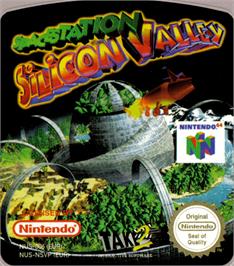 Top of cartridge artwork for Space Station Silicon Valley on the Nintendo N64.
