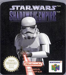 Top of cartridge artwork for Star Wars: Shadows of the Empire on the Nintendo N64.