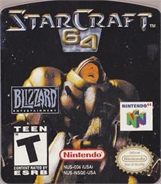 Top of cartridge artwork for Starcraft 64 on the Nintendo N64.