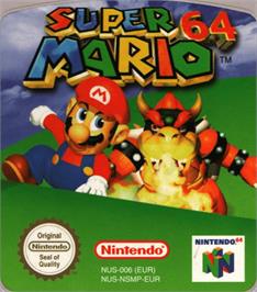 Top of cartridge artwork for Super Mario 64 on the Nintendo N64.