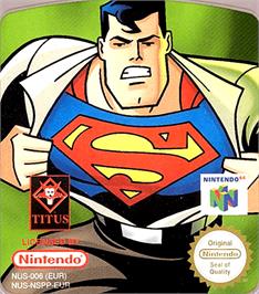 Top of cartridge artwork for Superman on the Nintendo N64.